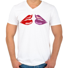 PRINTFASHION LIps - Férfi V-nyakú póló - Fehér férfi póló