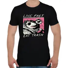 PRINTFASHION Live fast, eat trash - Férfi póló - Fekete férfi póló