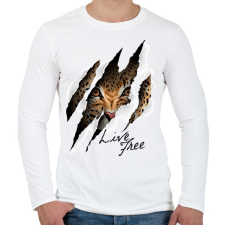 PRINTFASHION Live free - Férfi hosszú ujjú póló - Fehér férfi póló