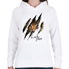 PRINTFASHION Live free - Női kapucnis pulóver - Fehér női pulóver, kardigán