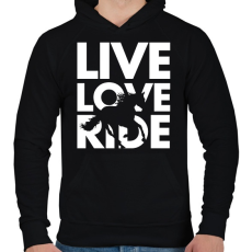 PRINTFASHION Live Love Ride - Férfi kapucnis pulóver - Fekete