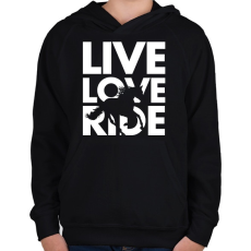 PRINTFASHION Live Love Ride - Gyerek kapucnis pulóver - Fekete