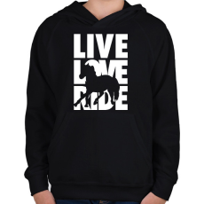 PRINTFASHION Live Love Ride lovas - Gyerek kapucnis pulóver - Fekete