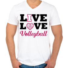 PRINTFASHION Live, Love, Volleyball - Férfi V-nyakú póló - Fehér férfi póló