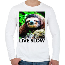 PRINTFASHION Live Slow - Férfi hosszú ujjú póló - Fehér férfi póló