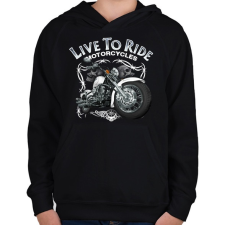 PRINTFASHION LIVE TO RIDE - Gyerek kapucnis pulóver - Fekete gyerek pulóver, kardigán