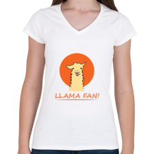 PRINTFASHION llama - Női V-nyakú póló - Fehér női póló
