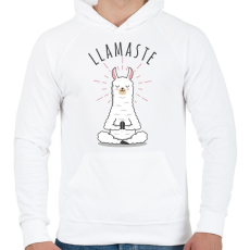PRINTFASHION Llamaste yoga - Férfi kapucnis pulóver - Fehér