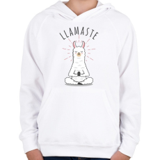 PRINTFASHION Llamaste yoga - Gyerek kapucnis pulóver - Fehér