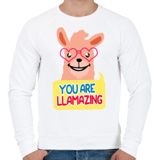 PRINTFASHION LLAMAZING - Férfi pulóver - Fehér