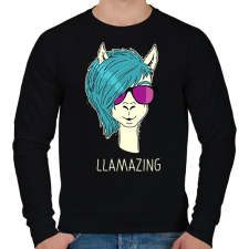 PRINTFASHION LLAMAZING - Férfi pulóver - Fekete férfi pulóver, kardigán