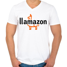 PRINTFASHION Llamazon - Férfi V-nyakú póló - Fehér férfi póló