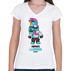 PRINTFASHION Llambro - Fortnite Season 6 - Női V-nyakú póló - Fehér