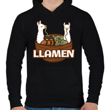 PRINTFASHION Llamen - Férfi kapucnis pulóver - Fekete férfi pulóver, kardigán