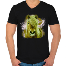 PRINTFASHION ló arc 4 - Férfi V-nyakú póló - Fekete