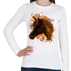 PRINTFASHION ló arckép - Női hosszú ujjú póló - Fehér