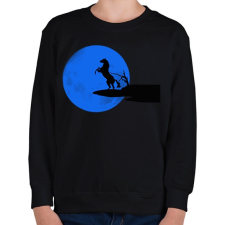 PRINTFASHION ló és a kék hold - Gyerek pulóver - Fekete gyerek pulóver, kardigán