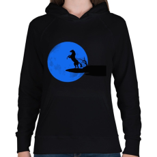 PRINTFASHION ló és a kék hold - Női kapucnis pulóver - Fekete