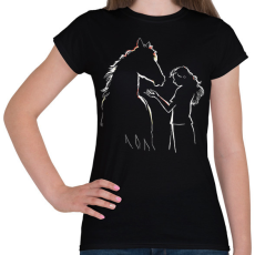 PRINTFASHION Ló és lovas - Női póló - Fekete