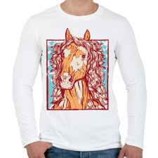 PRINTFASHION Ló - Férfi hosszú ujjú póló - Fehér férfi póló