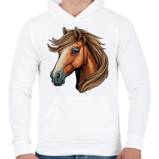 PRINTFASHION Ló - Férfi kapucnis pulóver - Fehér férfi pulóver, kardigán