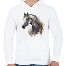 PRINTFASHION Ló - Férfi kapucnis pulóver - Fehér