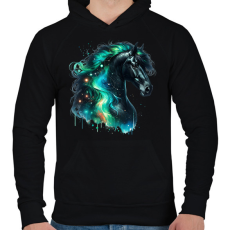 PRINTFASHION ló - Férfi kapucnis pulóver - Fekete