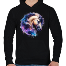 PRINTFASHION ló - Férfi kapucnis pulóver - Fekete