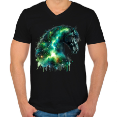 PRINTFASHION ló - Férfi V-nyakú póló - Fekete