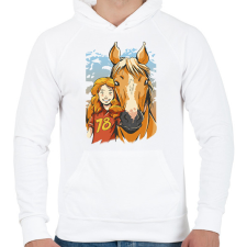 PRINTFASHION Ló gazdi - Férfi kapucnis pulóver - Fehér férfi pulóver, kardigán