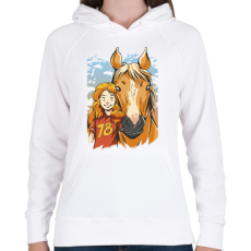 PRINTFASHION Ló gazdi - Női kapucnis pulóver - Fehér