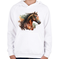 PRINTFASHION Ló - Gyerek kapucnis pulóver - Fehér gyerek pulóver, kardigán