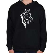 PRINTFASHION Ló - Gyerek kapucnis pulóver - Fekete gyerek pulóver, kardigán