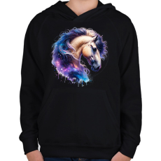 PRINTFASHION ló - Gyerek kapucnis pulóver - Fekete