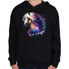 PRINTFASHION ló - Gyerek kapucnis pulóver - Fekete