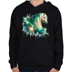 PRINTFASHION ló - Gyerek kapucnis pulóver - Fekete