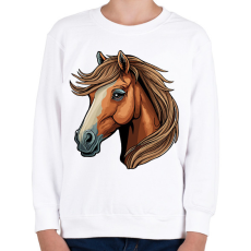 PRINTFASHION Ló - Gyerek pulóver - Fehér