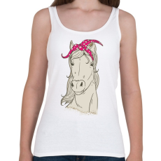 PRINTFASHION Ló lila pöttyös kendővel - Női atléta - Fehér