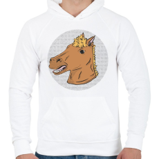 PRINTFASHION Ló maszk - Férfi kapucnis pulóver - Fehér