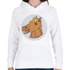 PRINTFASHION Ló maszk - Női kapucnis pulóver - Fehér