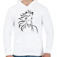PRINTFASHION Ló minta - Férfi kapucnis pulóver - Fehér férfi pulóver, kardigán