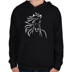 PRINTFASHION Ló minta  - Gyerek kapucnis pulóver - Fekete