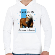 PRINTFASHION Ló nélkül lehet élni - Férfi kapucnis pulóver - Fehér férfi pulóver, kardigán