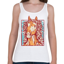 PRINTFASHION Ló - Női atléta - Fehér női trikó