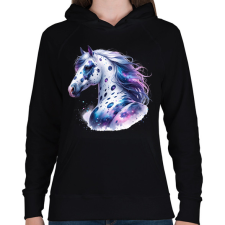 PRINTFASHION ló - Női kapucnis pulóver - Fekete női pulóver, kardigán