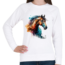 PRINTFASHION Ló - Női pulóver - Fehér női pulóver, kardigán