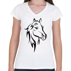 PRINTFASHION Ló - Női V-nyakú póló - Fehér