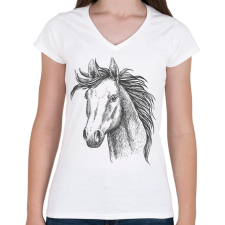PRINTFASHION ló - Női V-nyakú póló - Fehér női póló