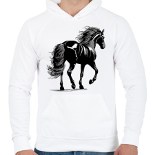 PRINTFASHION Ló rajz - Férfi kapucnis pulóver - Fehér férfi pulóver, kardigán