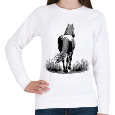 PRINTFASHION Ló rajz - Női pulóver - Fehér női pulóver, kardigán